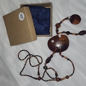 🔥Unique Handcrafted Wooden Beaded Necklace 23"0